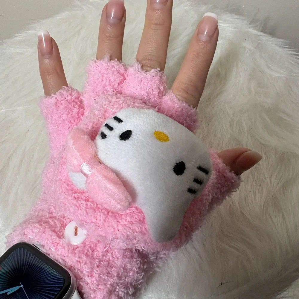 {NEW} Hello Kitty Filp-top Gloves Mittens Pink One Size